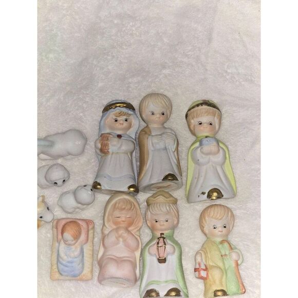 Other - Vintage Ceramic Nativity Figurines Wise Men Set Gold Accents Religious Decor